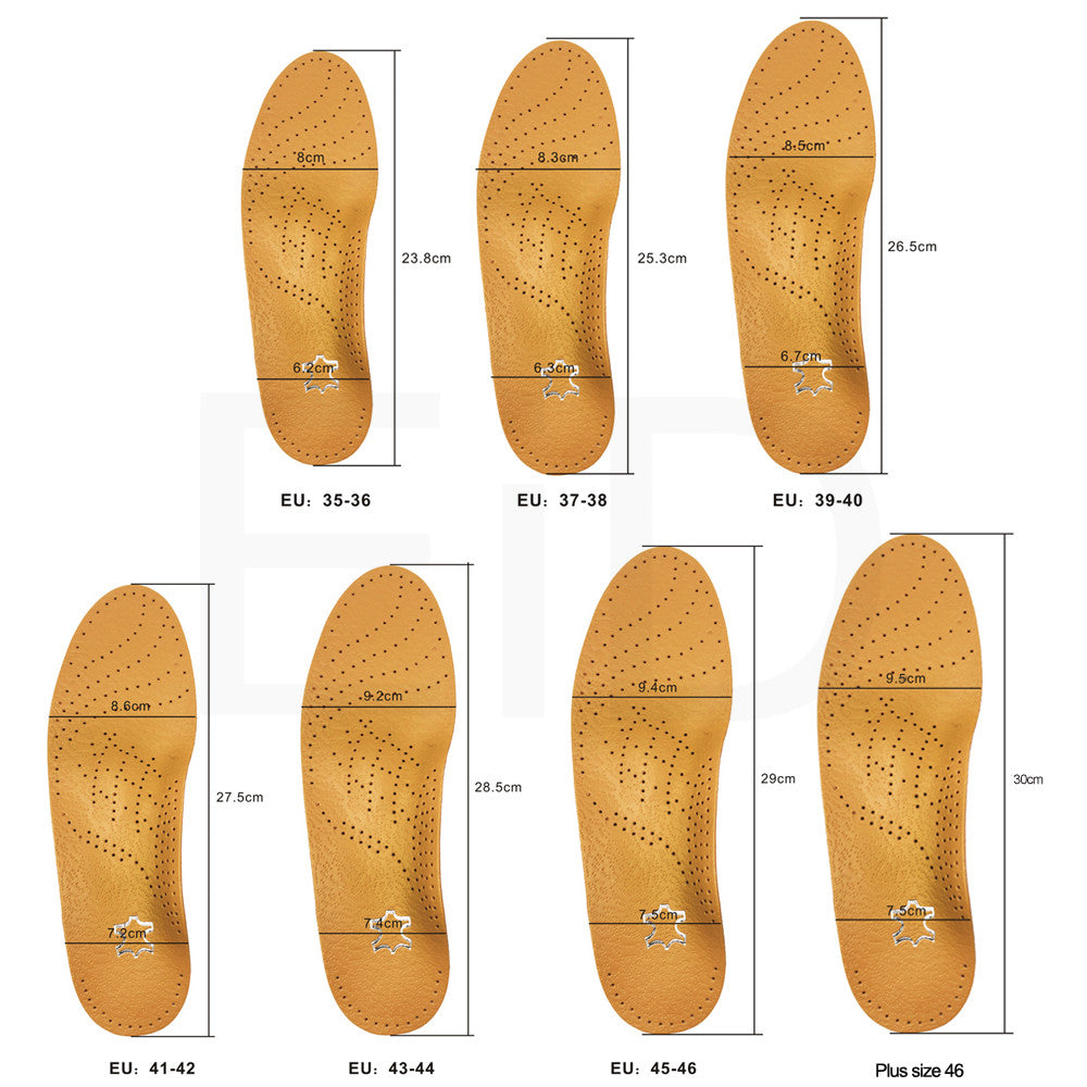 Actsol Orthopädische Leder Korrektur Einlagesohlen - Größentabelle